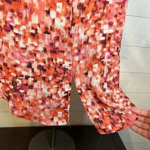 Sami & Jo tangerine abstract print sleeveless tunic top Size Large