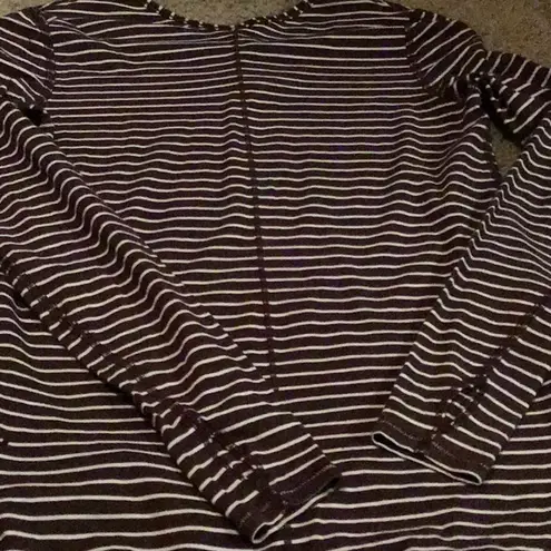 Lululemon  Scoop Neck Soft Rounded Bottom Brown White Striped top