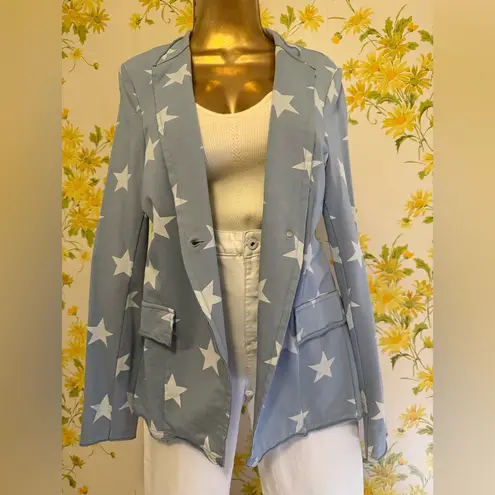 NWT blue and white Star pattern print women’s cotton blazer size L Size L
