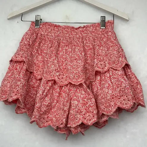 American Eagle  Pink Tiered  Floral Skort/Skirt Sz SX Elastic Waist