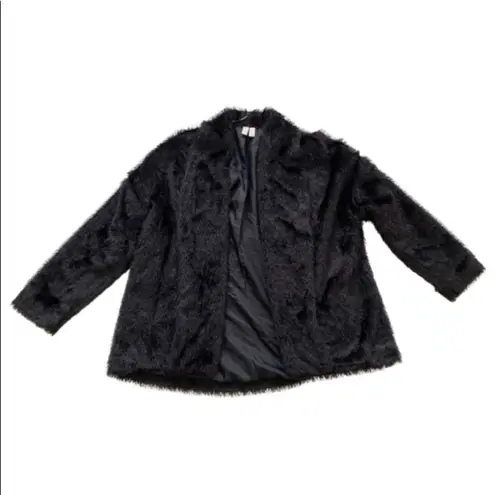 Madison Jacket Black Faux Fur Tipped Fox Open Front Swing Jacket Coat Small