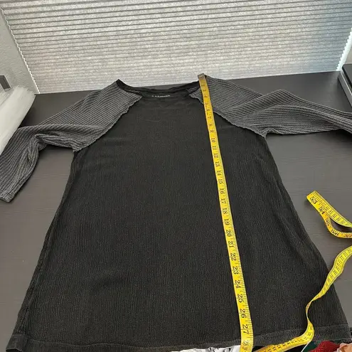 Soft Surroundings Gray Black Colorblock Crew Neck Raglan Sleeve Knit Top Size XS