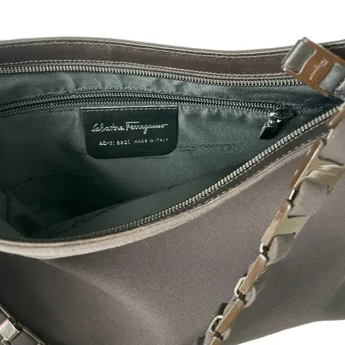 Salvatore Ferragamo Shoulder Bag Purse Nylon Chain Brown EUC