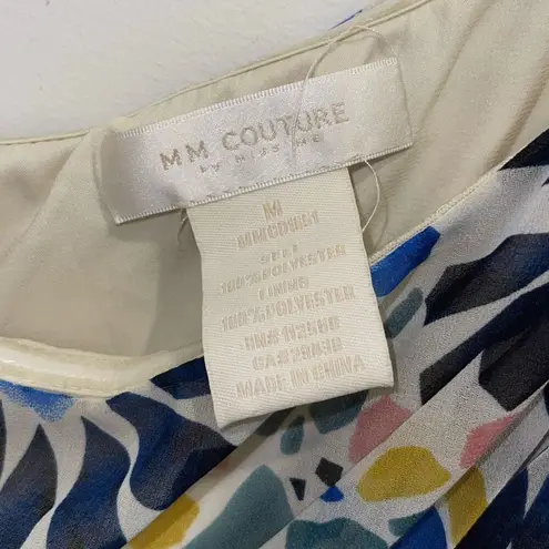 MM Couture by Miss Me One Shoulder Chiffon Floral Geometric Pattern Dress Size M