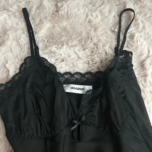 Danielle Guizio Black Ivy Satin Cami Tank Top with Bow Details; Sold Out Online