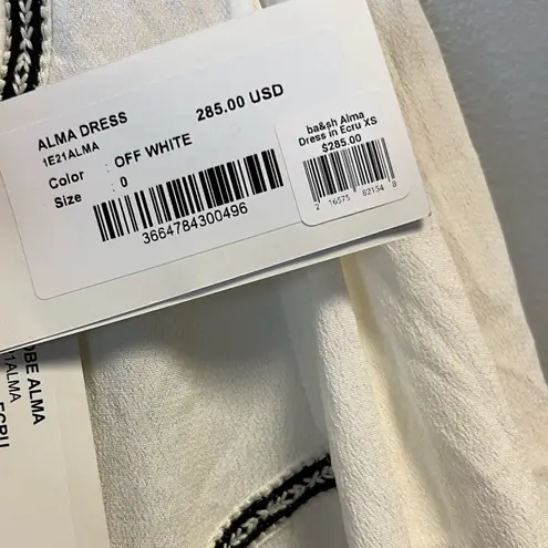 Ba&sh Alma Dress Embroidered Mini Dress in Ecru w/ 3/4 Sleeves Sz XS/ US 2 NWT