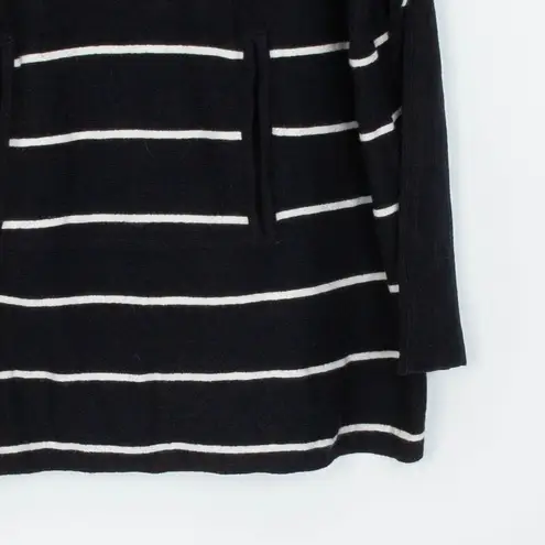 Garnet Hill Womens Striped Turtleneck Sweater Wool Cashmere XS Black Oversized