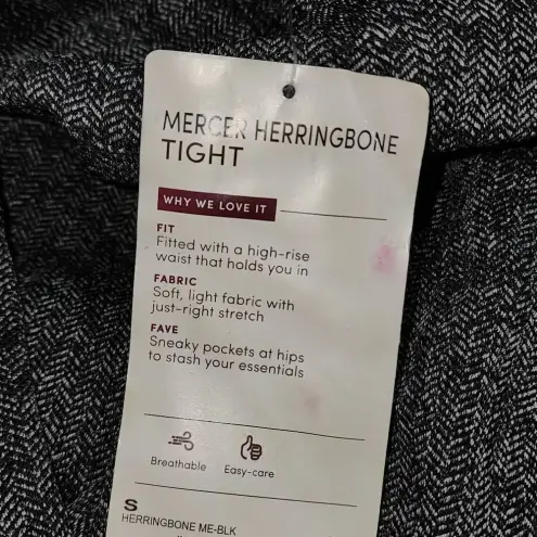 Athleta NWT‎  Womens Heathered Black Mercer Herringbone Tight Pants Small