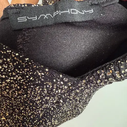 Symphony sz M black gold specked backless mini party dress