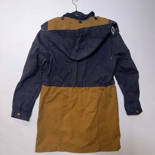 J Crew Waxed Cotton Canvas Colorblock Jacket Coat Blue Size XS