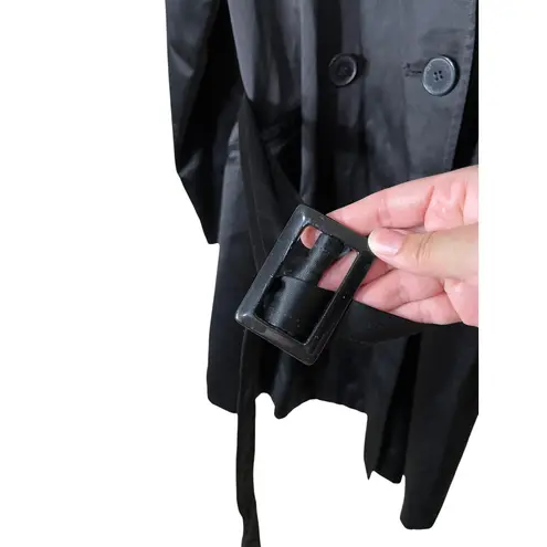 American Living Women's Black Double Breasted Trench Coat Belted Size M