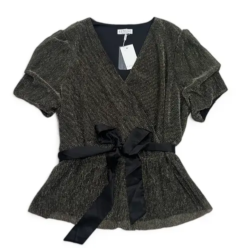 ESTELLE Women's Gold/Black Vega Tie Top Plus Size 3X