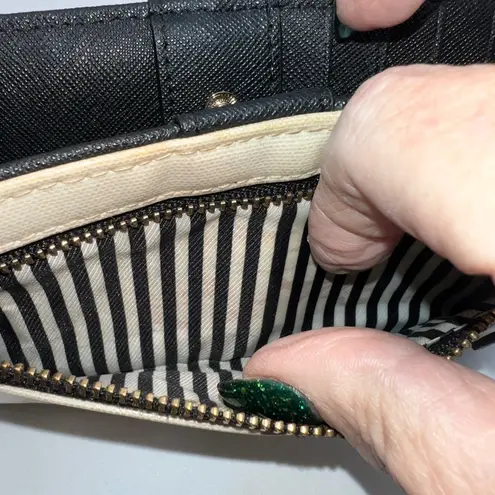 Kate Spade New York Monster Print Canvas Clutch Wallet Beige Black Gold