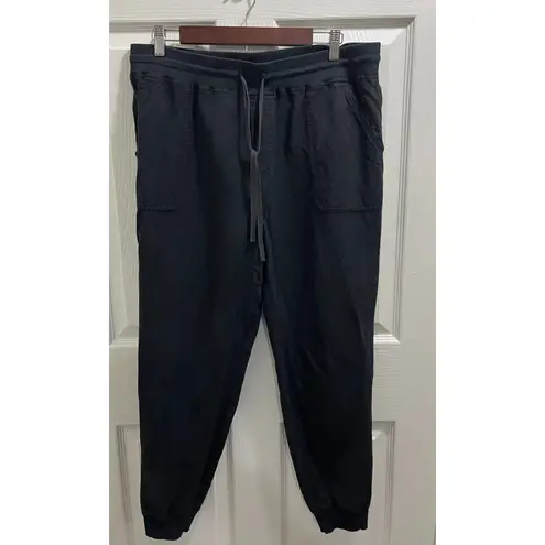 Marine layer  Hazel Drapey Linen Blend Joggers Size XL Black Sweatpants