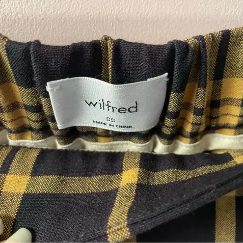 Wilfred Aritzia Darontal Black/Yellow/Dark Wine Plaid Pants Sz 00 24” Waist EUC
