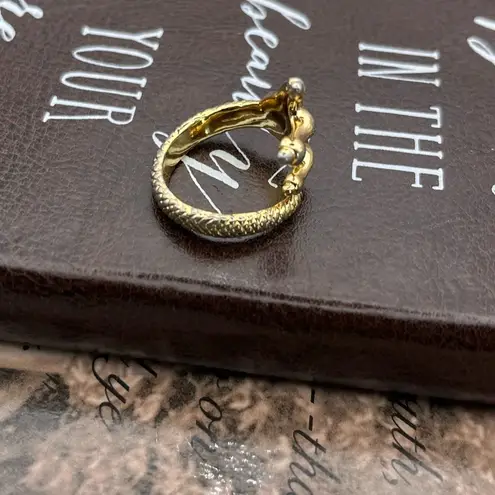 Vintage Gold Skeleton Hand Wrap Ring Gothic Halloween Punk Statement Size 7.5