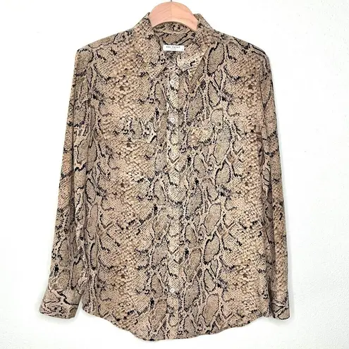 Equipment Femme Signature Slim Silk Blouse in Snake Taupe Multi Size S