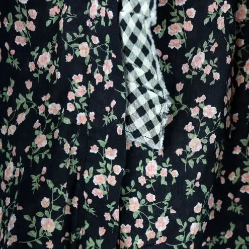 By We are Sundays Leah Shirt Women S Black Floral Gingham Button Up Boho