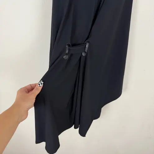 COP COPINE Black Chant Belted Wrap Overlay Long Body Sleeveless Tunic Top Dress