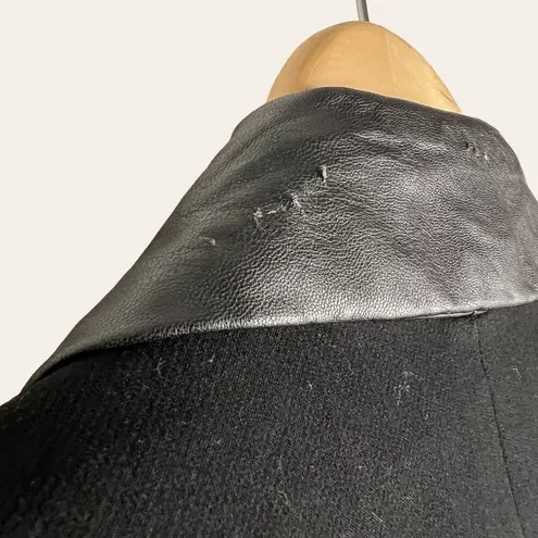 Waverly Grey Hudson Black Leather Trim Single Breasted Car Coat Size M Size M