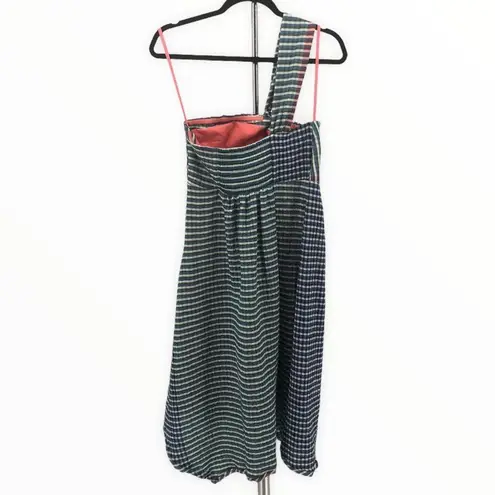 Maeve Waverly One Shoulder Multicolor Gingham Midi Dress size 6