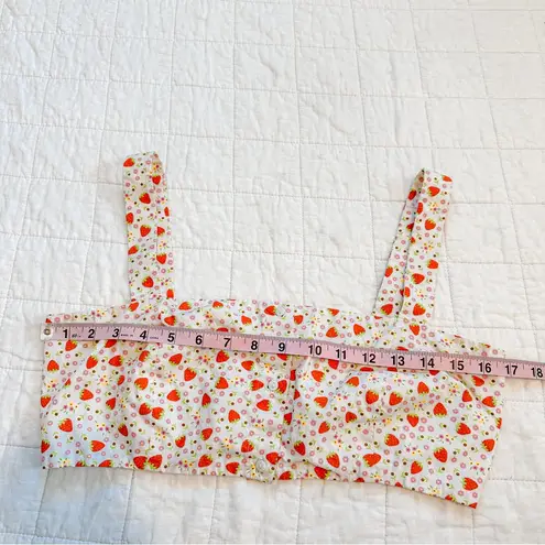 Batsheva Floral Strawberry Bralette Blouse Crop Top Medium Pink