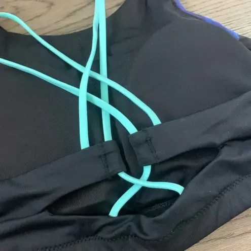 Athleta  Freestyle Camo High Neck‎ Bikini Top - Size S - Blue/Black - NWT