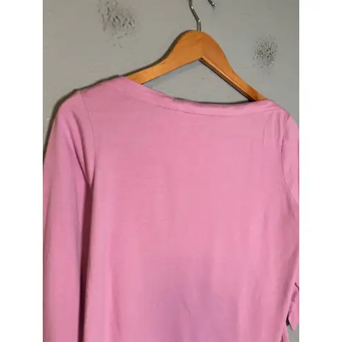 Boden Boat Neck 3/4 Sleeve Pink Cotton Blend Top Size 12 Classic Everyday Preppy