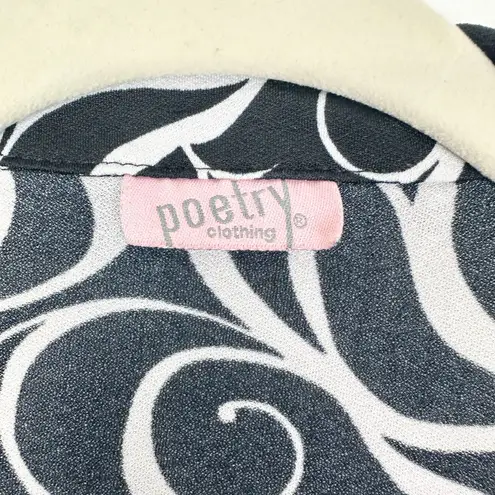 Vintage Poetry Y2K Babydoll Top Size Small Retro Swirl Open Slit Bottom Whimsy Black