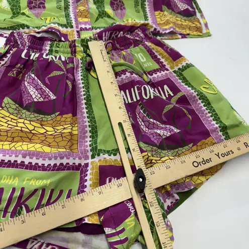 Seven Wonders Two Piece Set Womens XS Purple Green Hawaiian Aloha Shirt Shorts