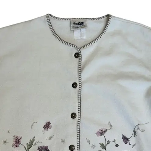 Northern Reflections Floral Embroidered Button Front Cardigan Cottagecore