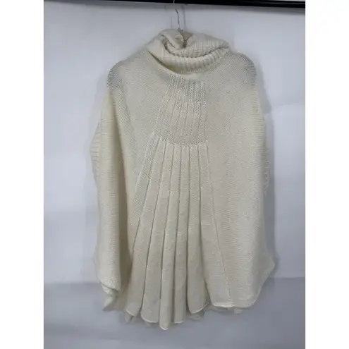 Wool Alpaca Blend Poncho Sweater O/S Ivory Cowl Neck Granolagirl Minimalist Size undefined