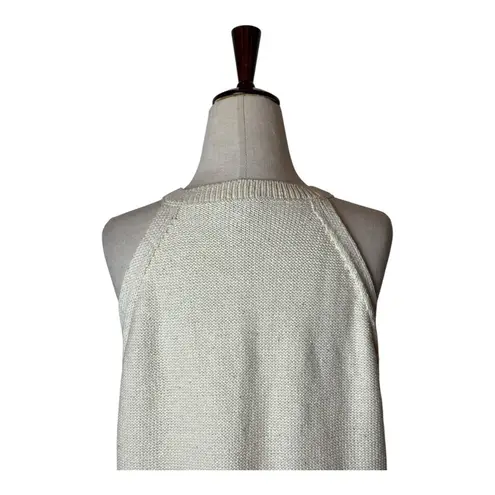 Lafayette 148 Sweater Women XL Ivory Linen Silk Cable Knit V Neck Preppy Luxury Gold