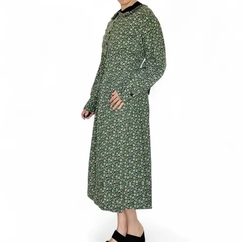 Vintage Green Leaf Purple Grape Collard Prairie Cottage Coquette Midi Dress Size M