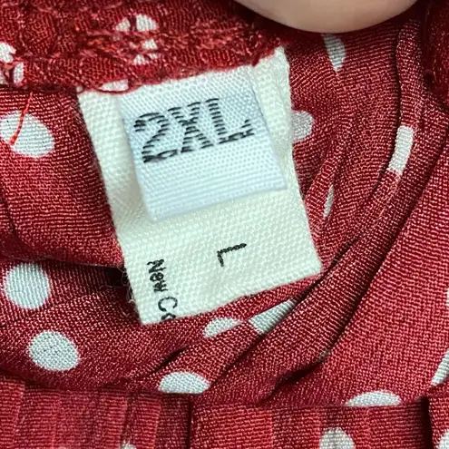 Exlura Midi Skirt High Waist Swing Pleated Red Polka Dot Women's Sz 2XL