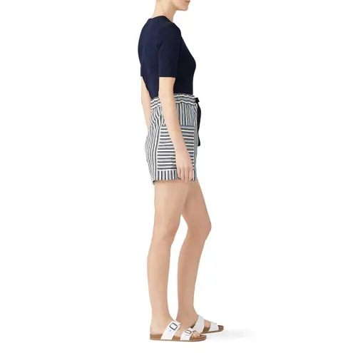 Chinti & Parker Midsummer Relaxed Shorts Women's 4 Off White Blue Tie Waist RTR