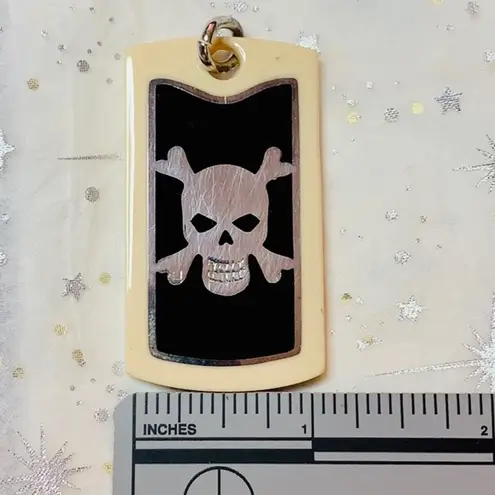 Designo black/ivory 925 Silver Skull Dog Tag Black