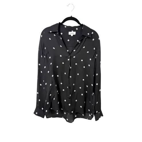 L'Agence Nina Heart Black Rose Floral Silk Button Down Shirt Blouse XS Quiet Lux - Image 2