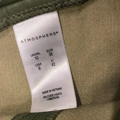 Atmosphere size 6 olive green faux leather skirt