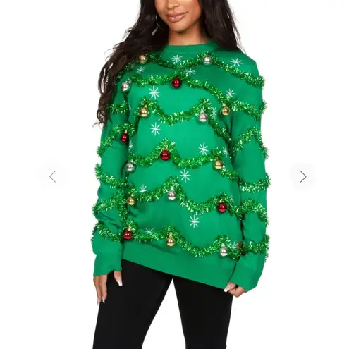 Tipsy Elves Women’s Gaudy Garland Oversized Christmas Sweater Size Large