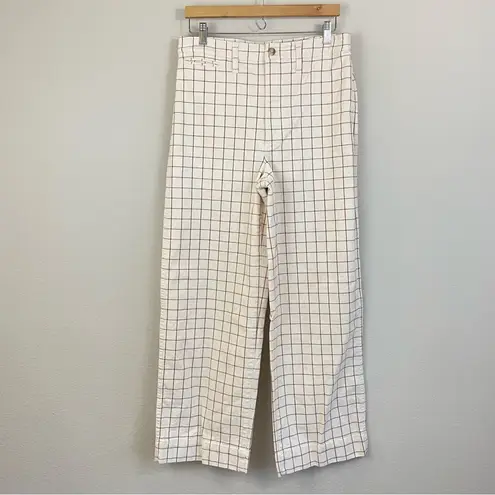 Madewell  Faded Rust Slim Emmett Wide-Leg Full-Length Pants in Windowpane Size 30 - Image 3