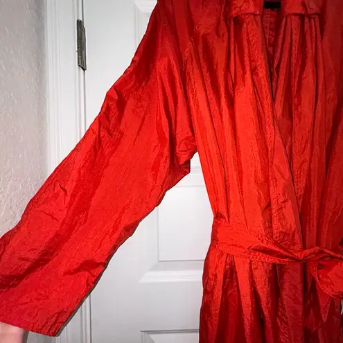 Foxrun Vintage Long Sleeve Full Length Hood Belted Trench Rain Coat Size M