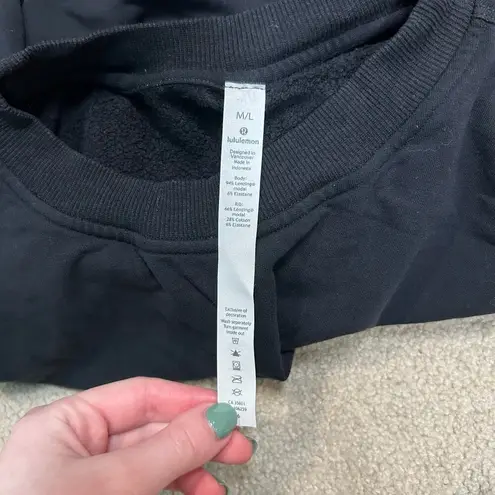 Lululemon Bound to Bliss Pullover Sweatshirt Black Gathered Oversized Size M/L Size L