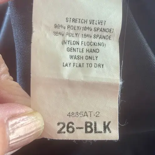 Vintage 90s Black Empire Waist Maxi Dress Velvet w Sheer Glitter Floral Skirt 26