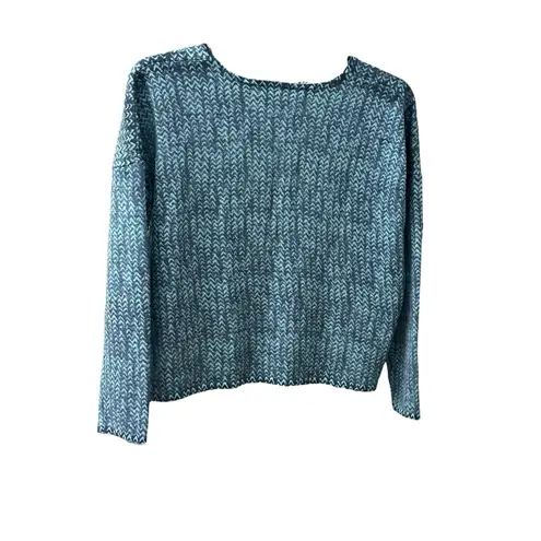 Garnet Hill Garnet Hill Women's Size Small Black Blue Thread Knit Sweater 100% Wool #HH5-4