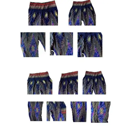 Harem Pants One Size Navy Multicolors Cosmic Stretch Waist Yoga Exercise READ Blue - Image 9