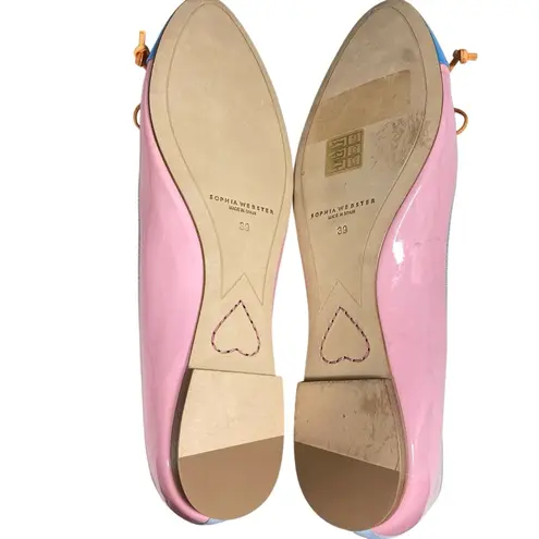 Sophia Webster Pirouette Colorblock Patent Bow Ballerina Flats shoes 39 Pink Size 9