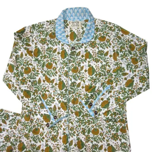 SZ Blockprint Jumpsuit Padra Print in Moss Floral Cotton One