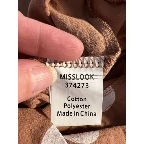 Miss Look Women's Brown Polka Dot Wide-Leg Pants Size L Casual Relaxed Fit