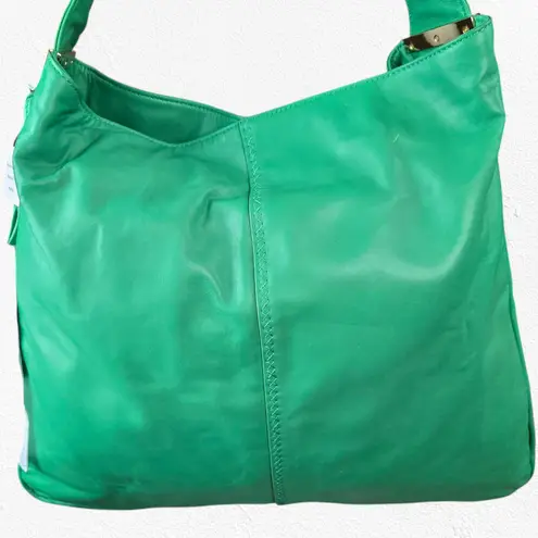 Badgley Mischka Green Leather Italian Jodie Tote Luxury Designer Shoulder Bag